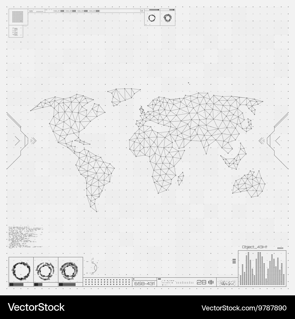 Polygonal world map global communication Vector Image