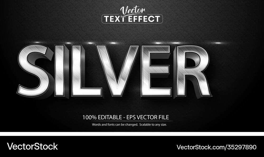 Silver text shiny style editable Vector Image