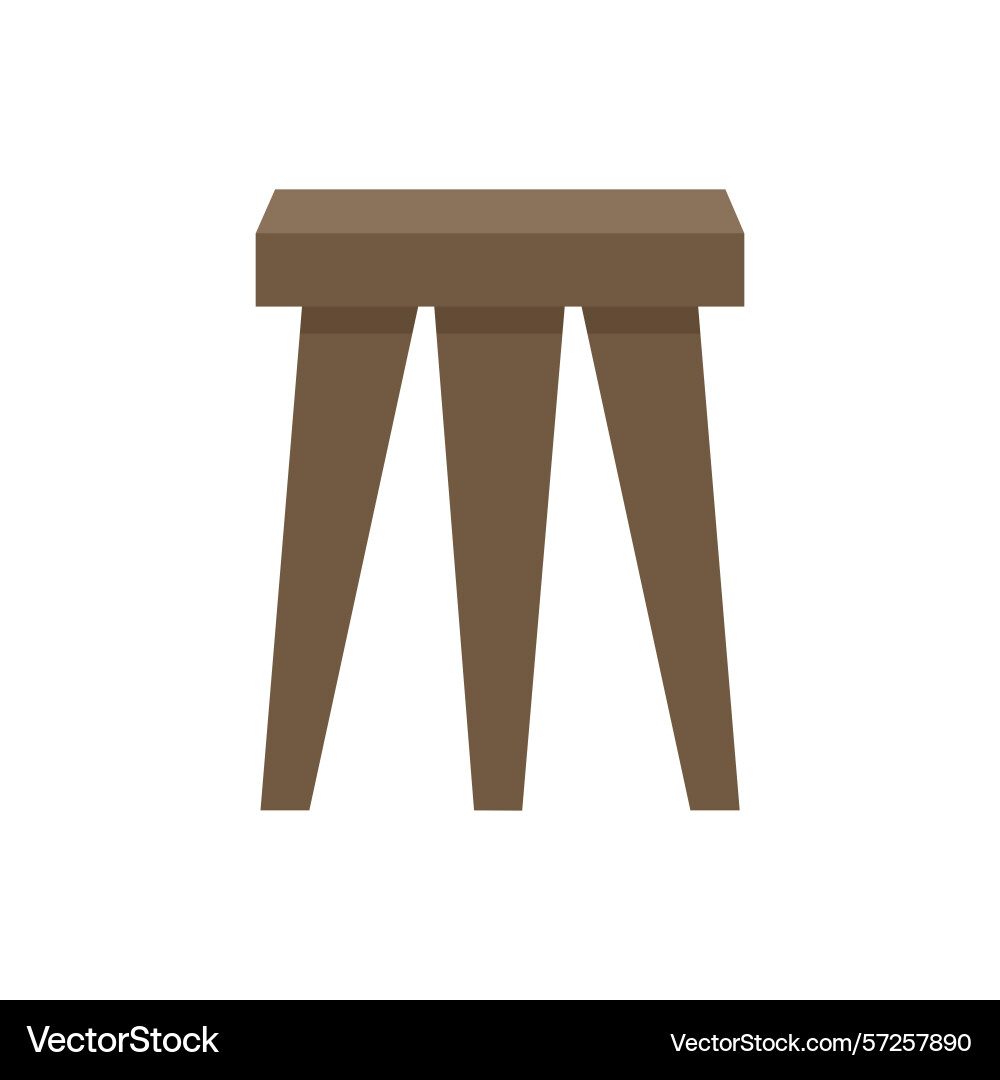 Simple wooden stool with triangular legs displayed Vector Image