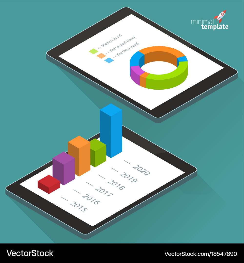 Tablet Computer Elements - Isometric vector image