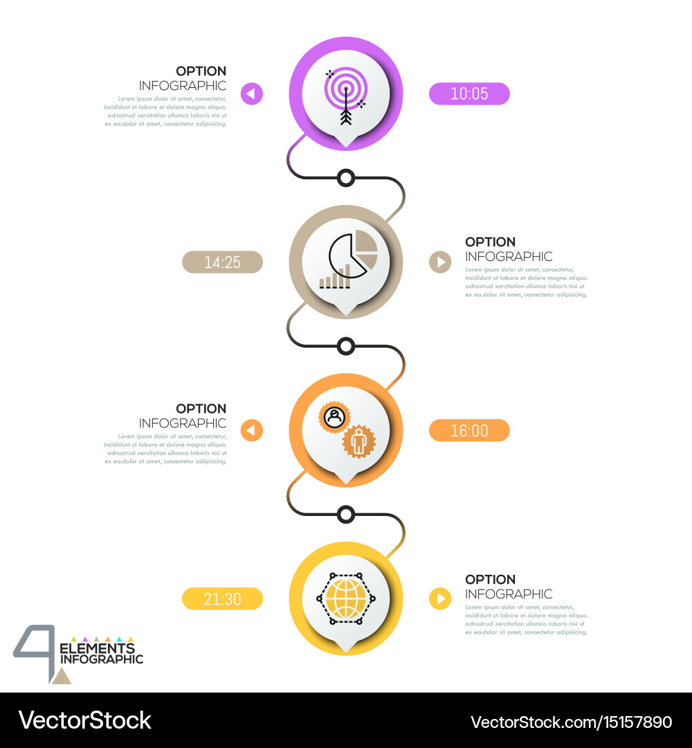 Timeline Diagram with Four Circular Elements vector image