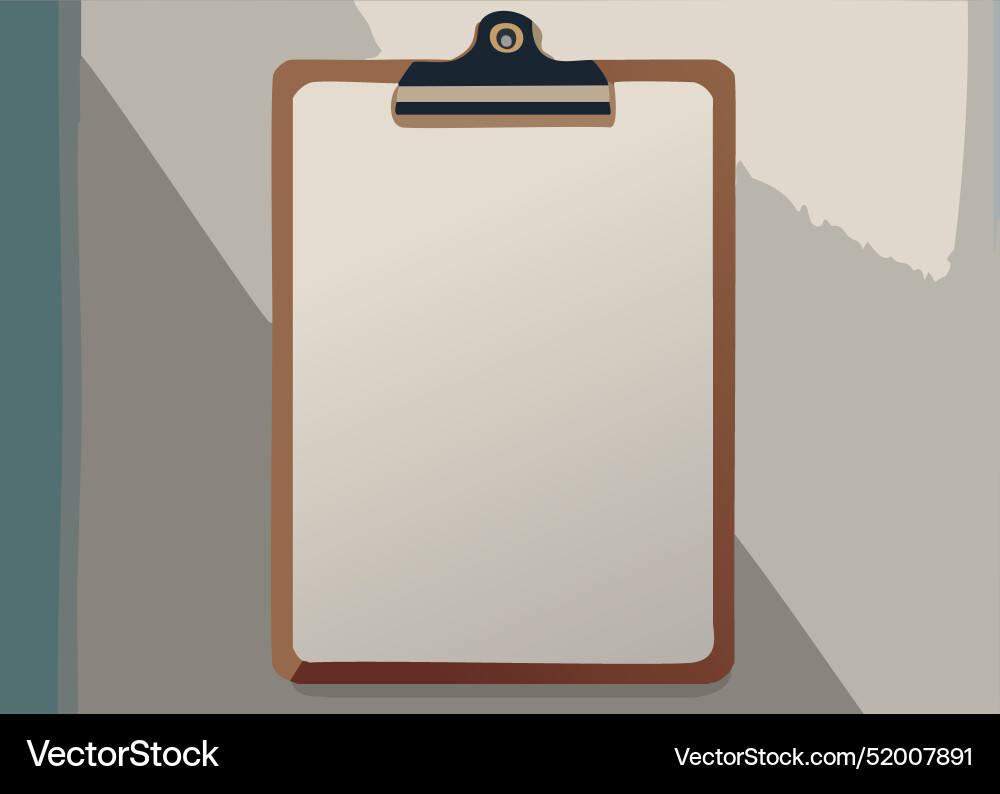 Clipboard with empty paper sheet on gray Clipboard with empty paper sheet on gray vector image