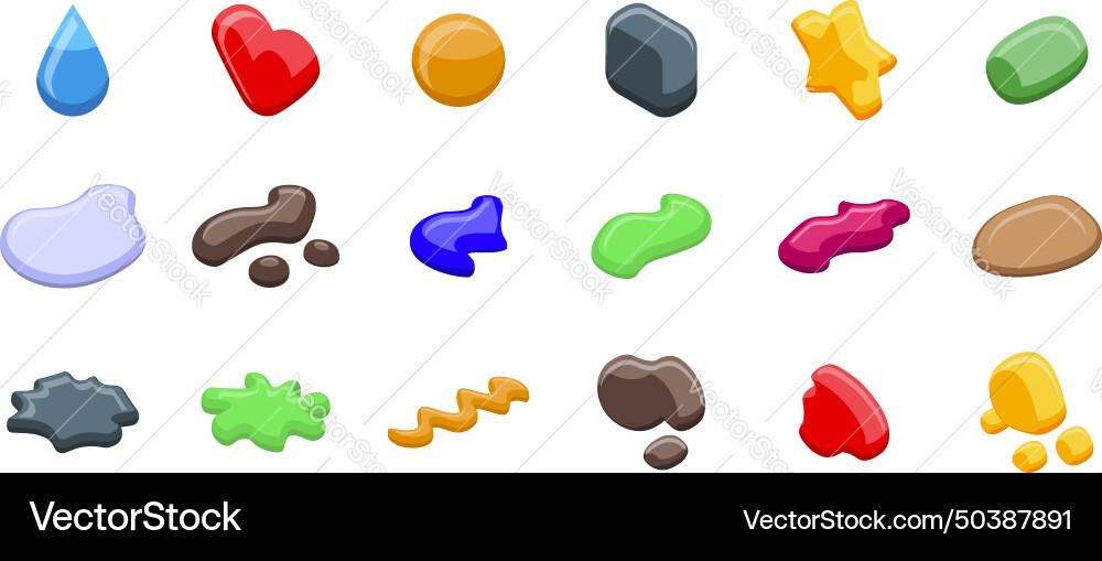 Glossy blobs icons set isometric shape Glossy blobs icons set isometric shape Vector Image