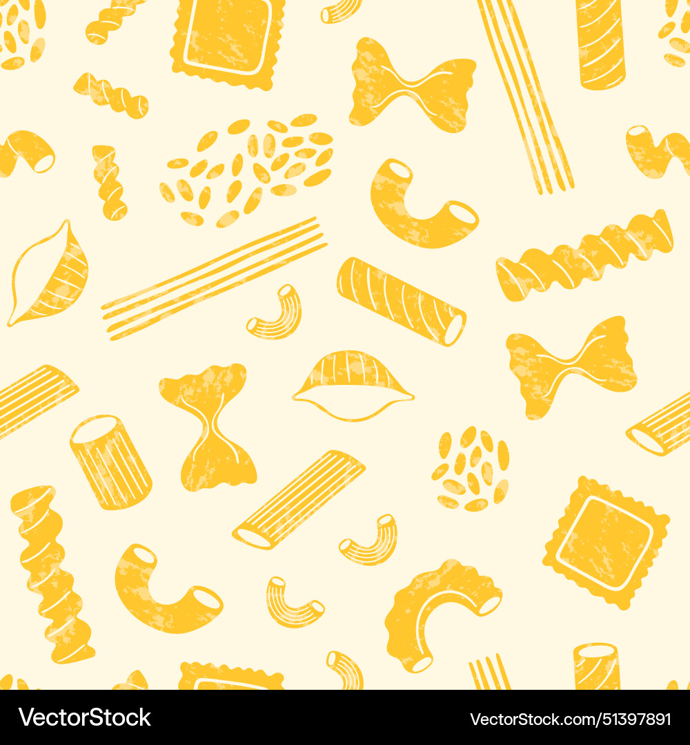 Pasta types seamless pattern different shapes Pasta types seamless pattern different shapes vector image