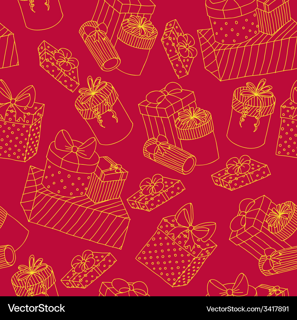 Red seamless pattern with boxes of presents Vector Image