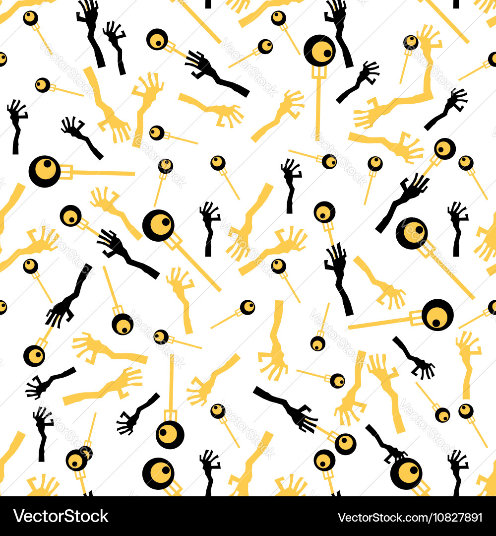 Seamless pattern with hand fork and eye vector image