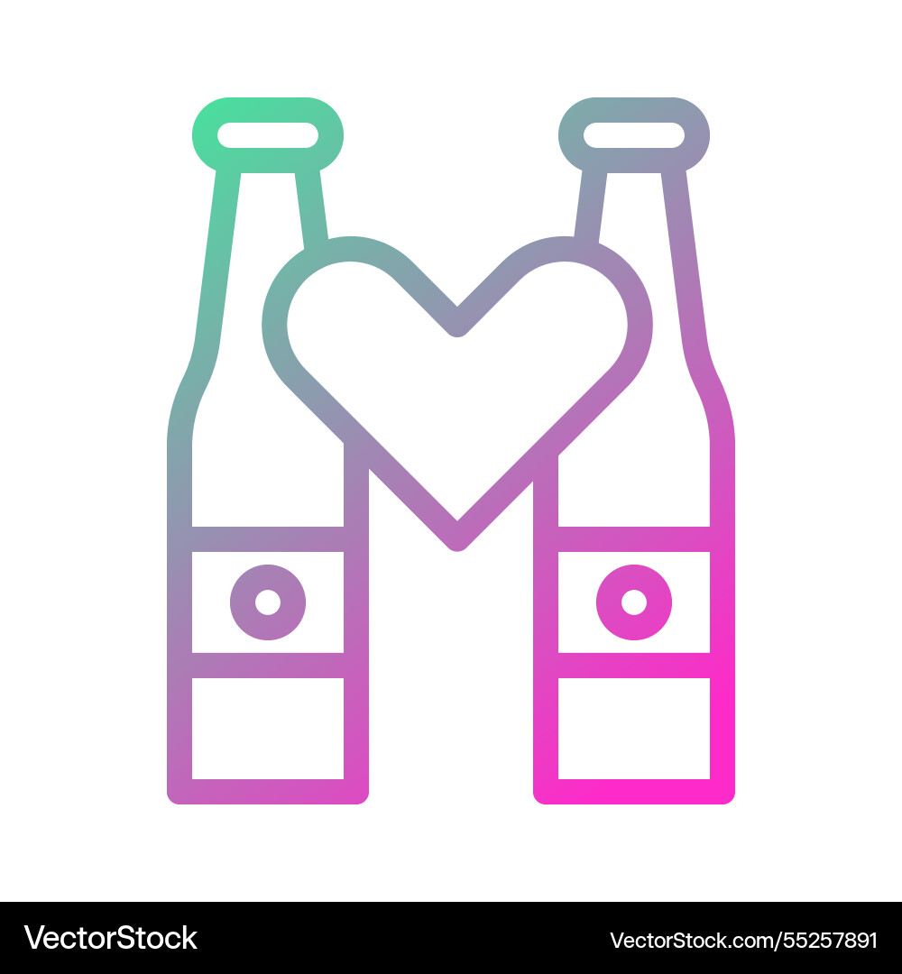 Two bottles with heart symbol icon gradient style Two bottles with heart symbol icon gradient style Vector Image