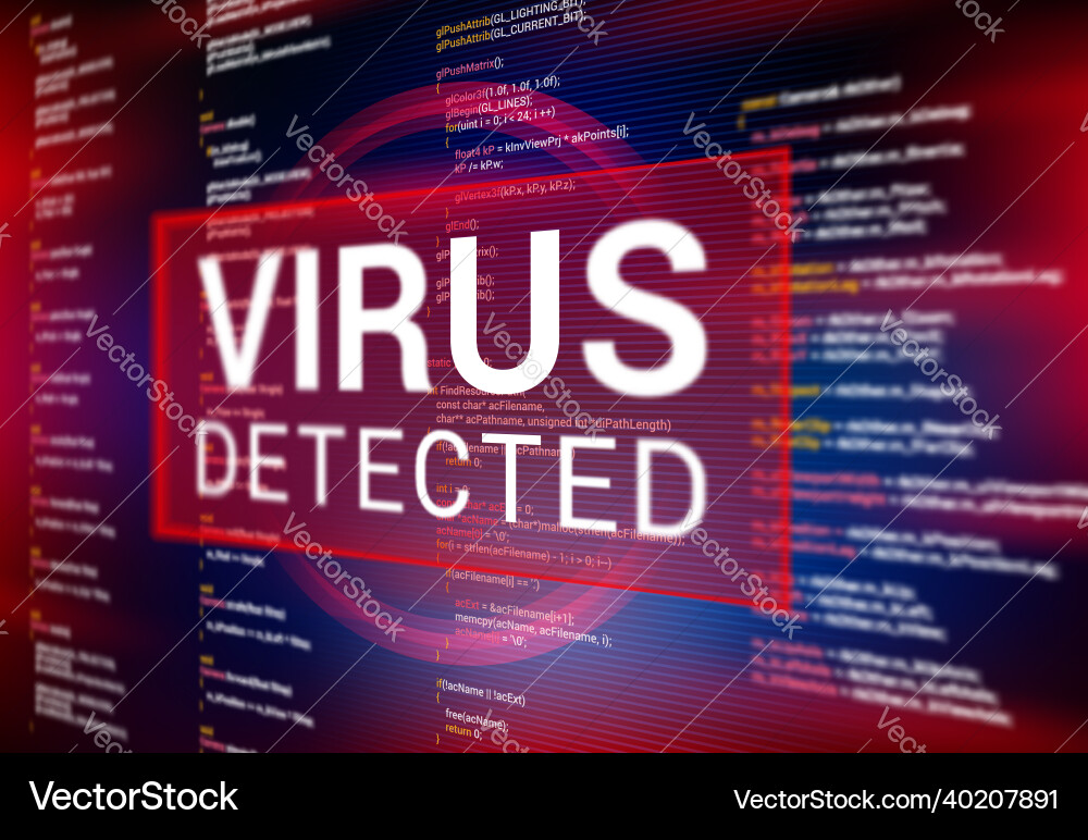 Virus detected warning alert message background