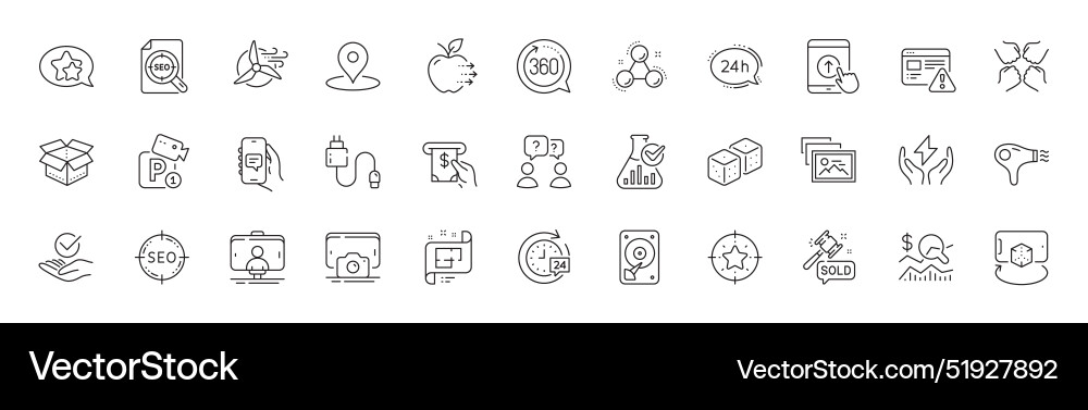 360 degrees augmented reality and dice line icons 360 degrees augmented reality and dice line icons vector image