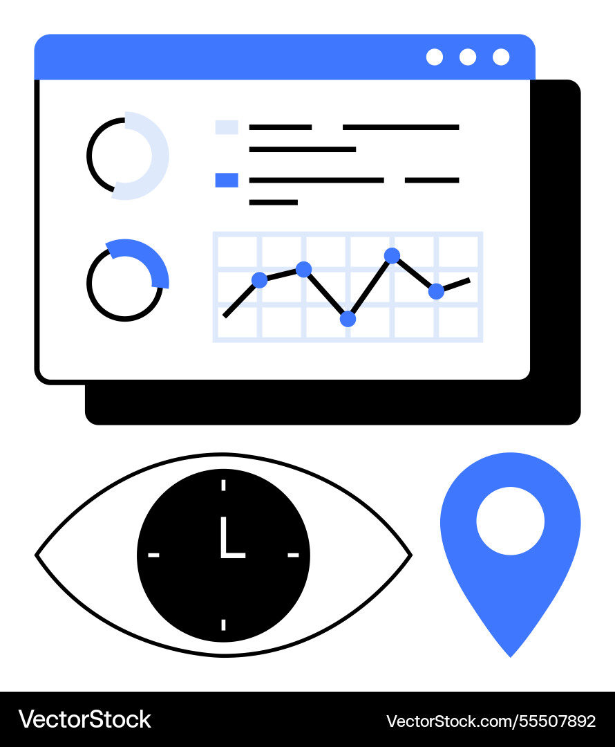 Data visualization dashboard with analytics eye Data visualization dashboard with analytics eye Vector Image