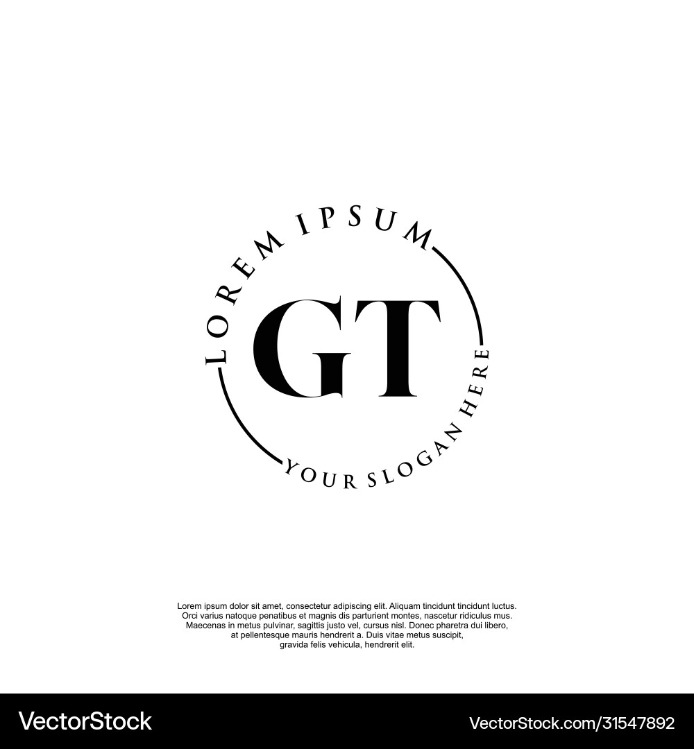 Elegant Initial Logo - GT Script vector image