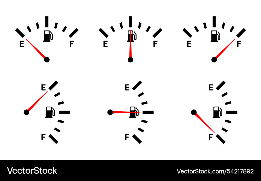 Fuel gauge icons different levels from empty Vector Image