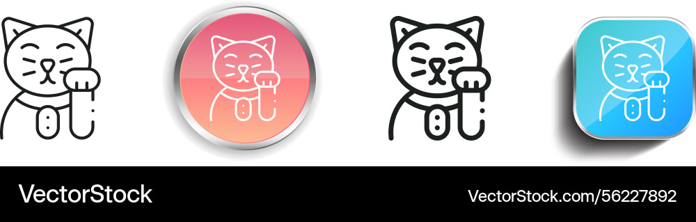 Maneki neko icon thin linear regular and button Maneki neko icon thin linear regular and button vector image