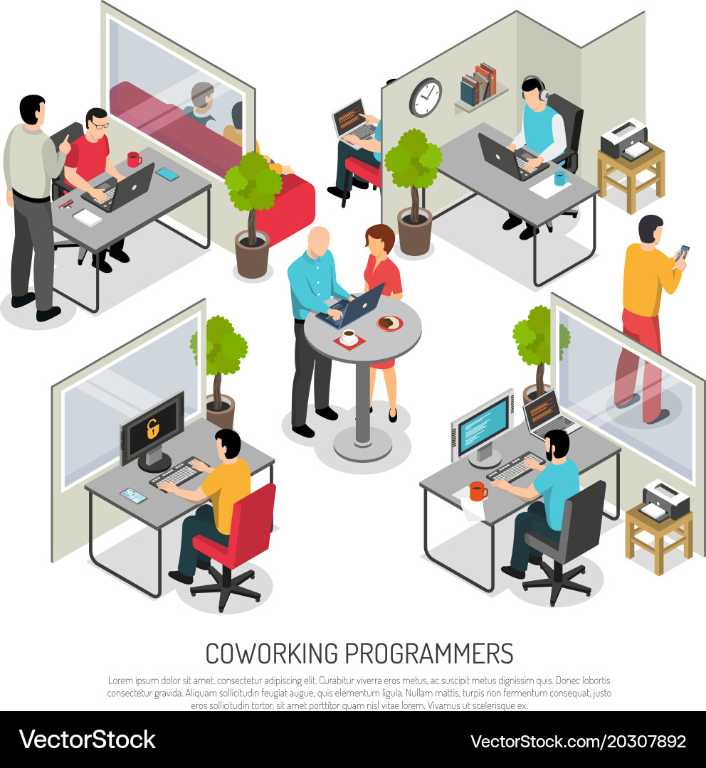 Modern Coworking Office Space Vector Image