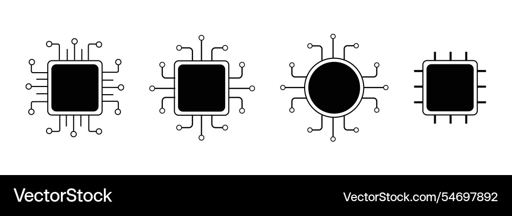Processor line icon microchip cpu technology Processor line icon microchip cpu technology vektorbild