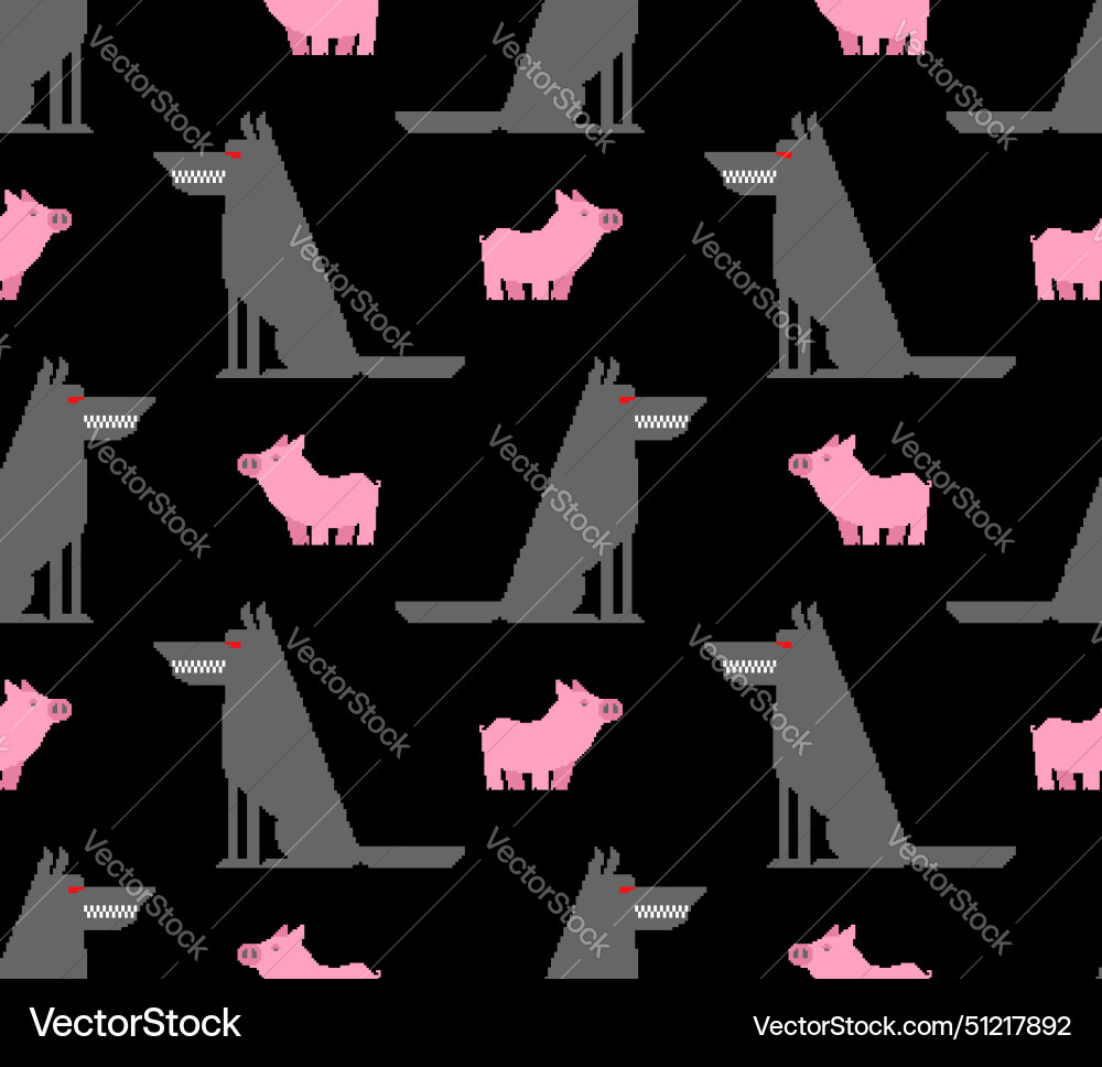 Wolf and pig pattern seamless Royalty Free Vector Image