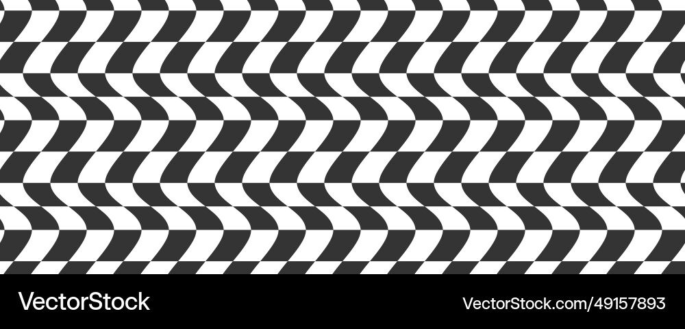 Checkerboard wavy pattern abstract chess square vector image