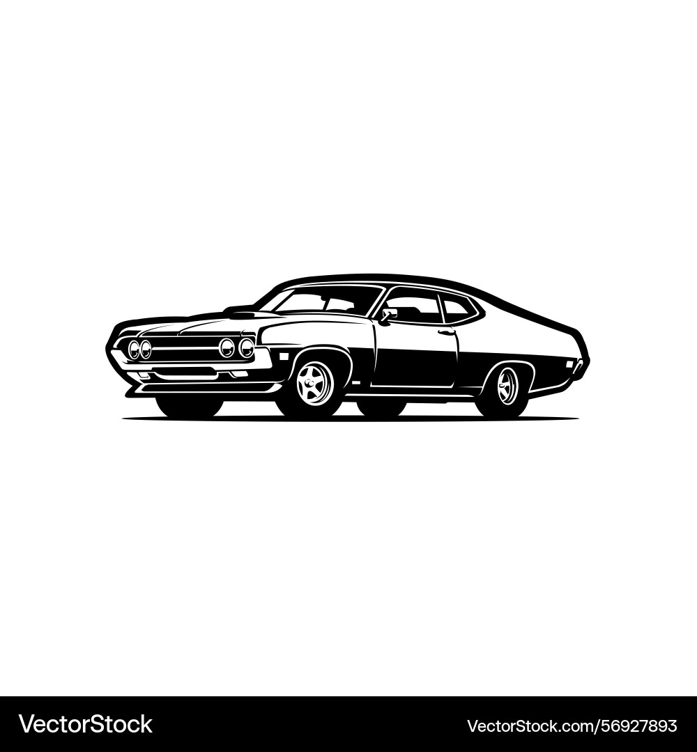 Classic american muscle car gt monochrome Classic american muscle car gt monochrome vector image