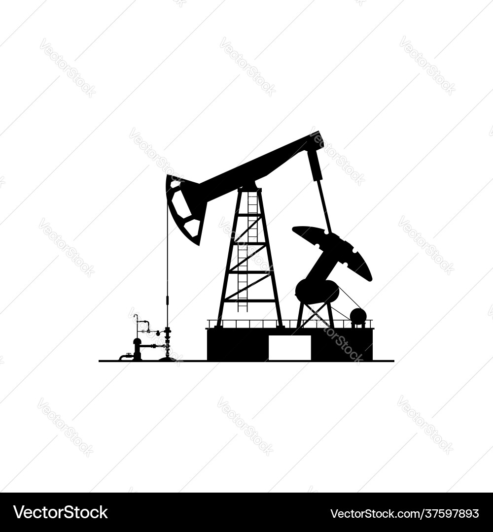 Drilling pumps oil derrick platform with cranes vector image