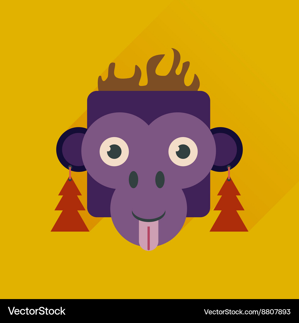 Flat web icon with long shadow monkey Vector Image