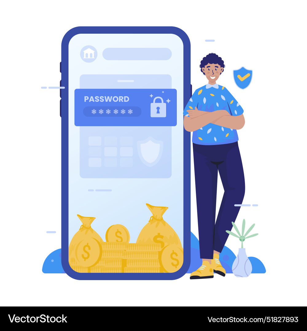Password access net banking application Password access net banking application vector image
