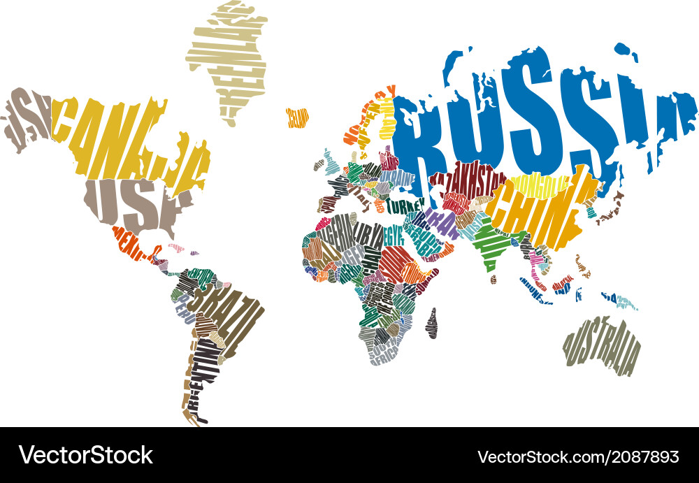 Text World Map Composition vector image