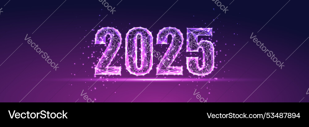 2025 new year horizontal web banner with glowing 2025 new year horizontal web banner with glowing Vector Image