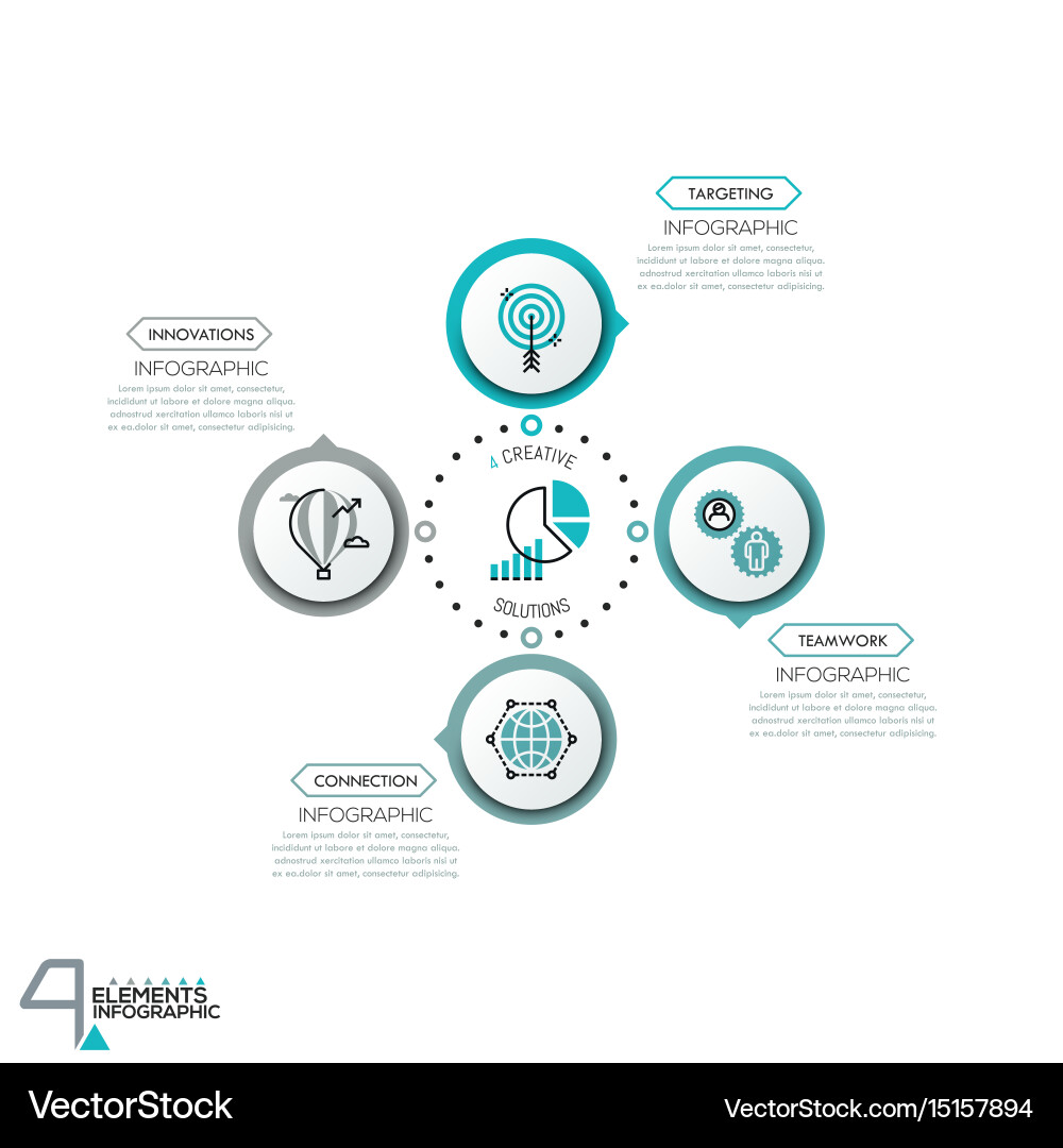 Circular diagram with 4 round elements connected vector image