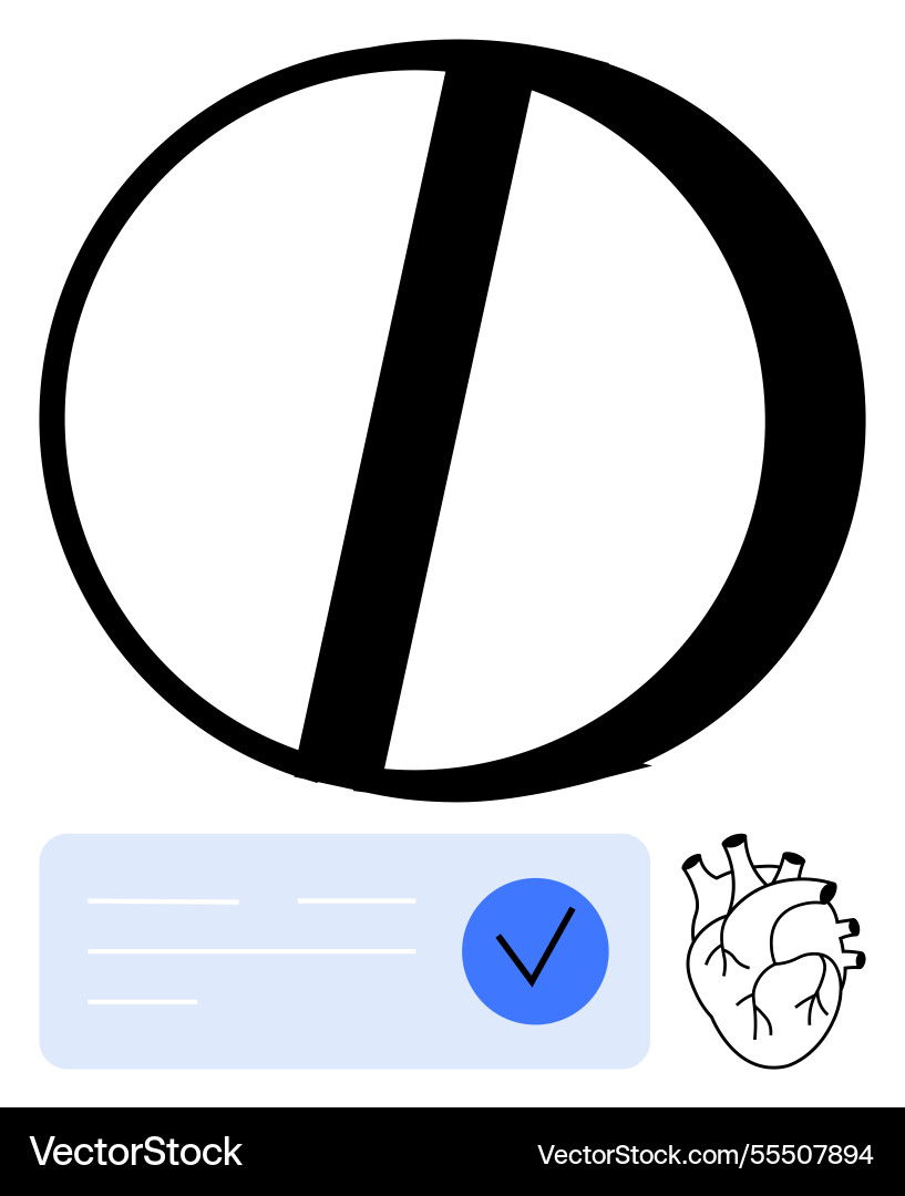 Circular object with diagonal split heart Circular object with diagonal split heart vector image