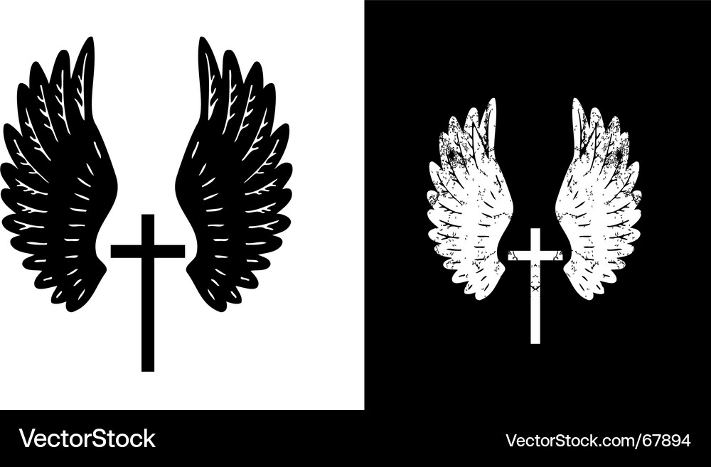 Cross with Drips and Wings Vector Image