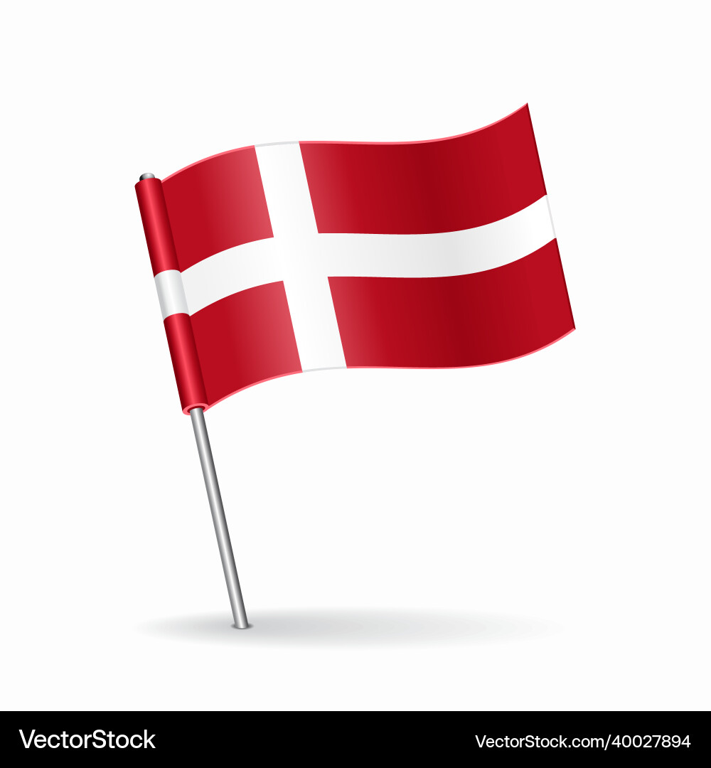 Danish flag map pointer layout Vector Image