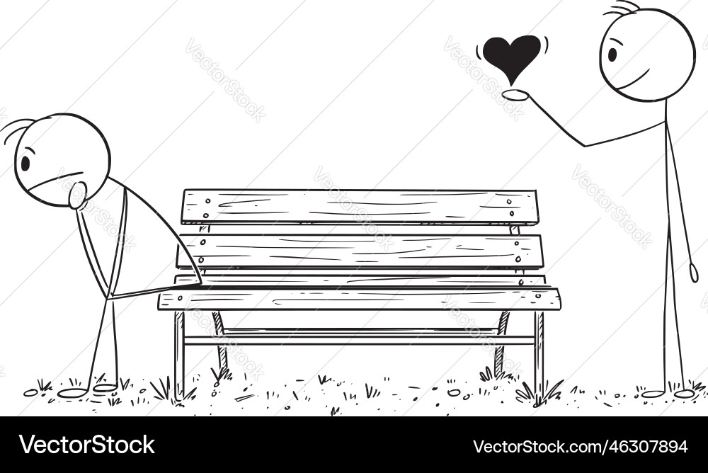 Depressive einsame Mann Freund gibt ihm Liebe Depressive einsame Mann Freund gibt ihm Liebe vektorbild