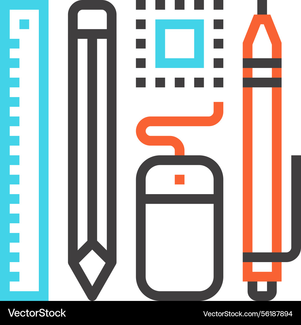 Design tools flat line web icon concept Design tools flat line web icon concept vector image