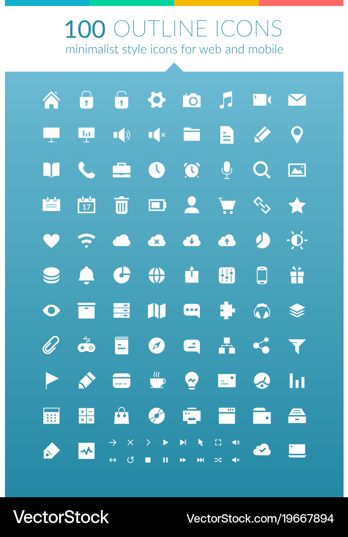Flat web outline icons set Vector Image
