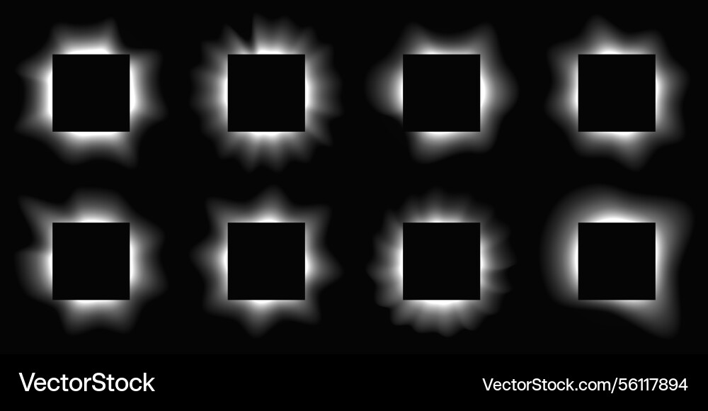Set of square illuminate light frames Set of square illuminate light frames vector image