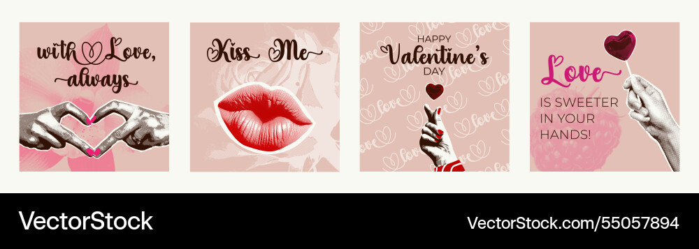 Valentinstag Grußkarte Set romantisch Valentinstag Grußkarte Set romantisch vektorbild