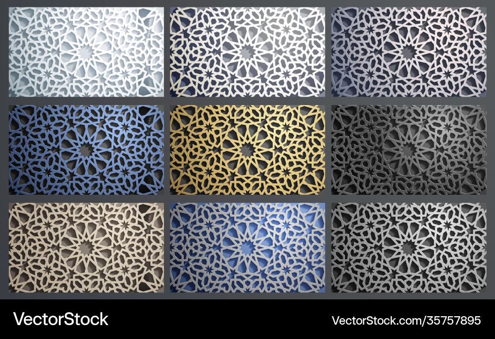 3d islamic pattern set abstract Royalty Free Vector Image