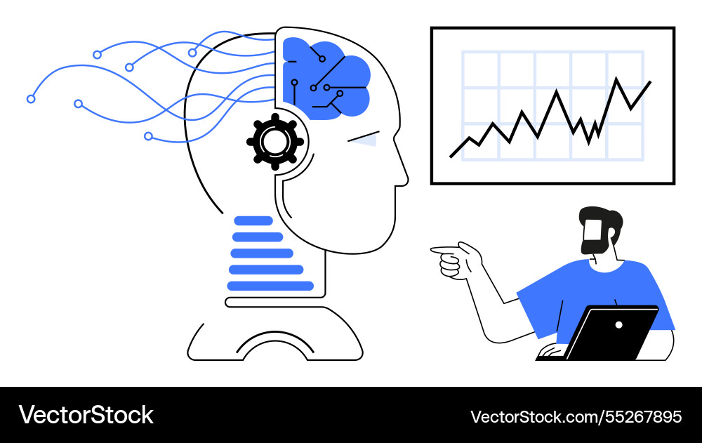 Ai integration in data analytics and human Ai integration in data analytics and human Vector Image