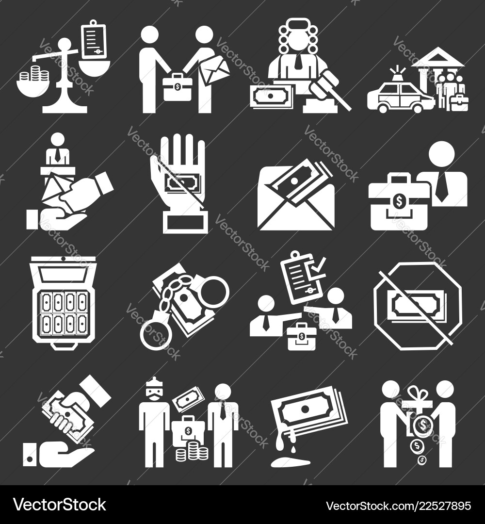 Bribery icon set simple style Bribery icon set simple style vector image