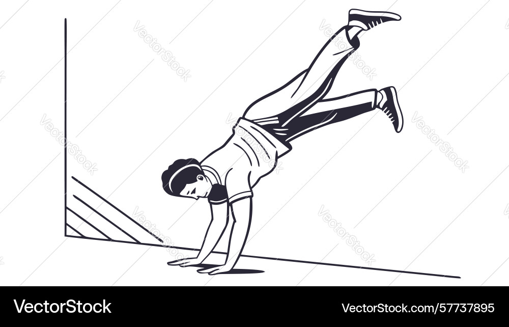 Dynamic breakdancer executing an explosive power Vector Image