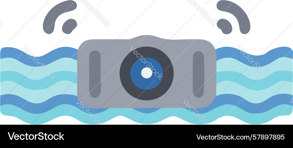 Dynamic floating camera icon with water waves Vector Image