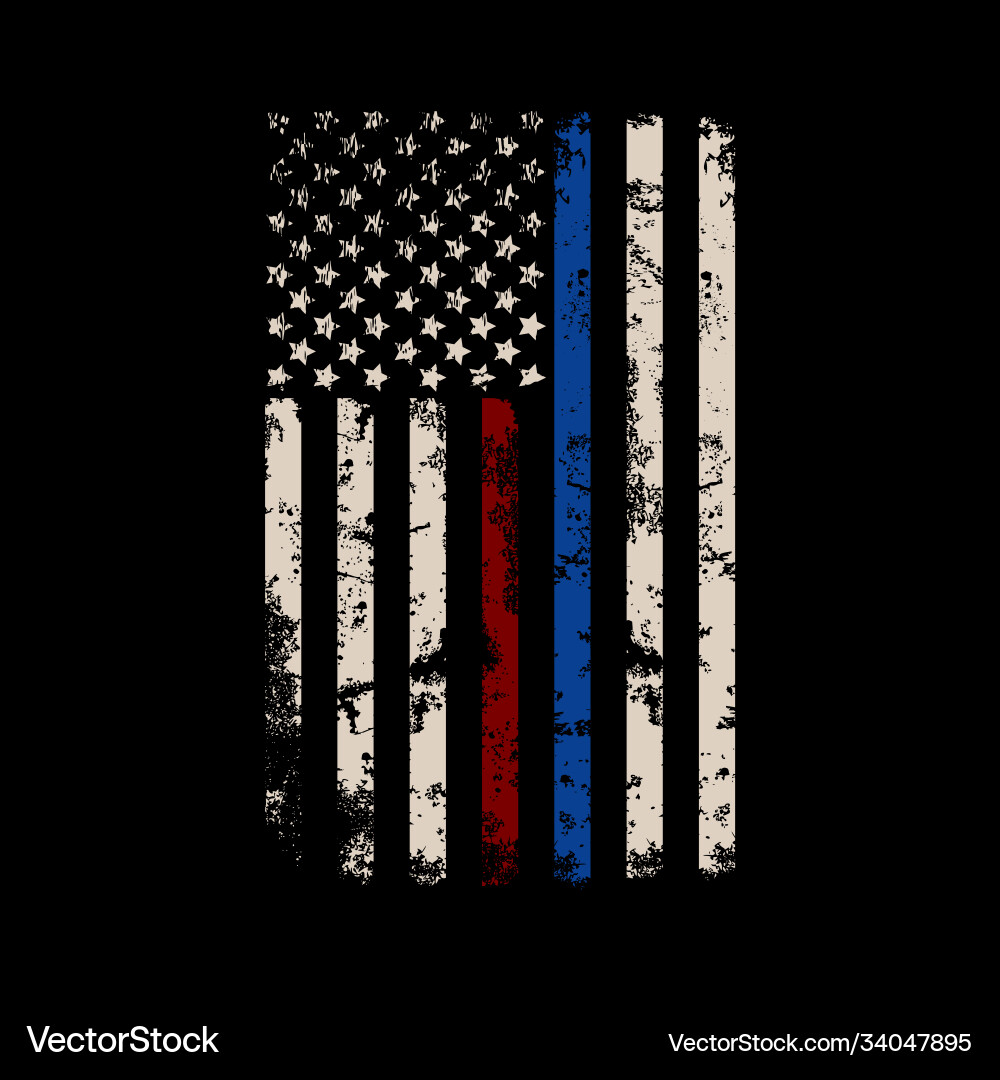 Red and blue line usa flag design background vector image