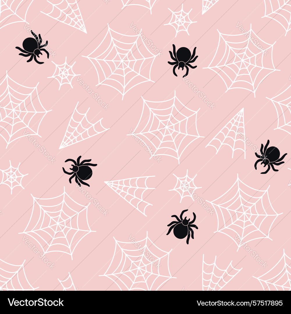 Seamless pattern with spiders and webs on a pink Seamless pattern with spiders and webs on a pink vector image