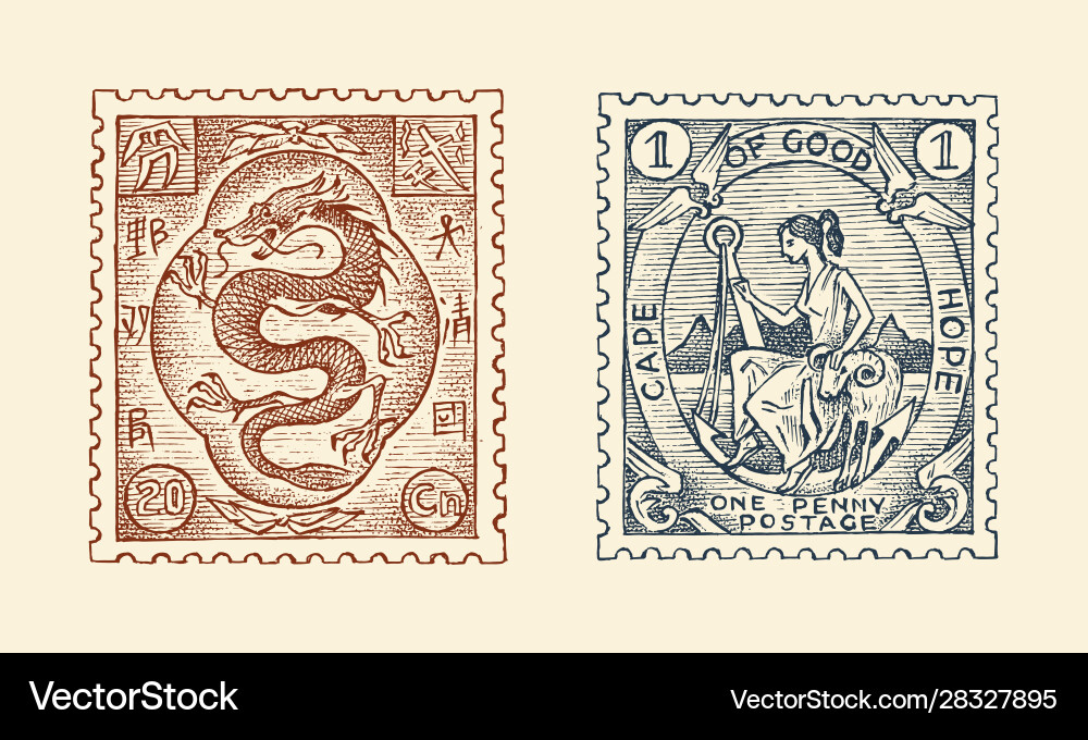 Vintage postage stamp for album red japanese Vintage postage stamp for album red japanese vector image