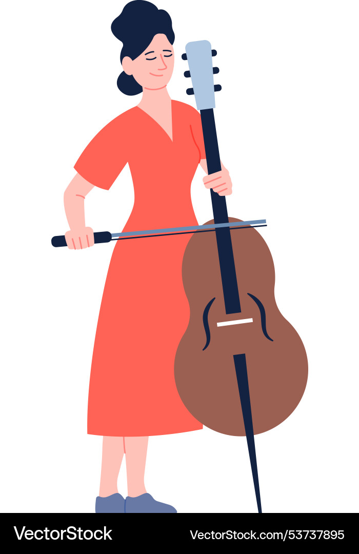 Woman play cello female musician color character Vector Image