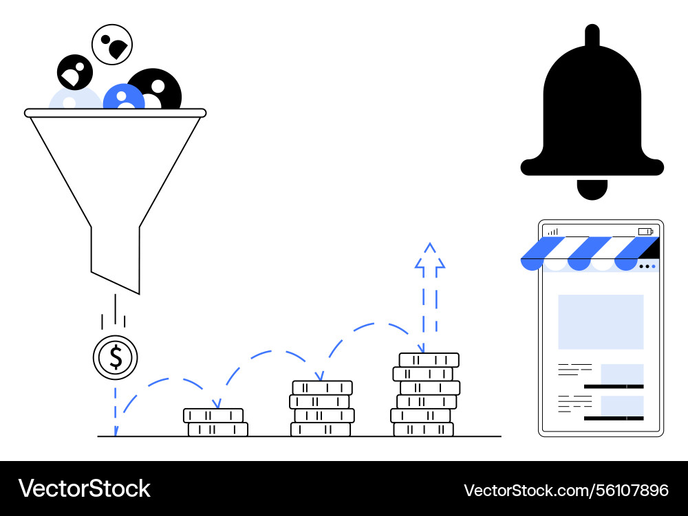 Conversion funnel process with user flow revenue Vector Image