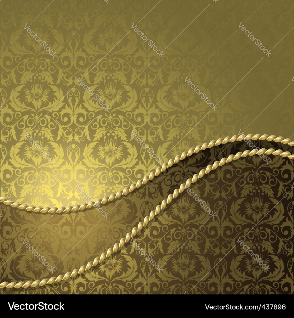Gold Damask Floral Wallpaper vector image