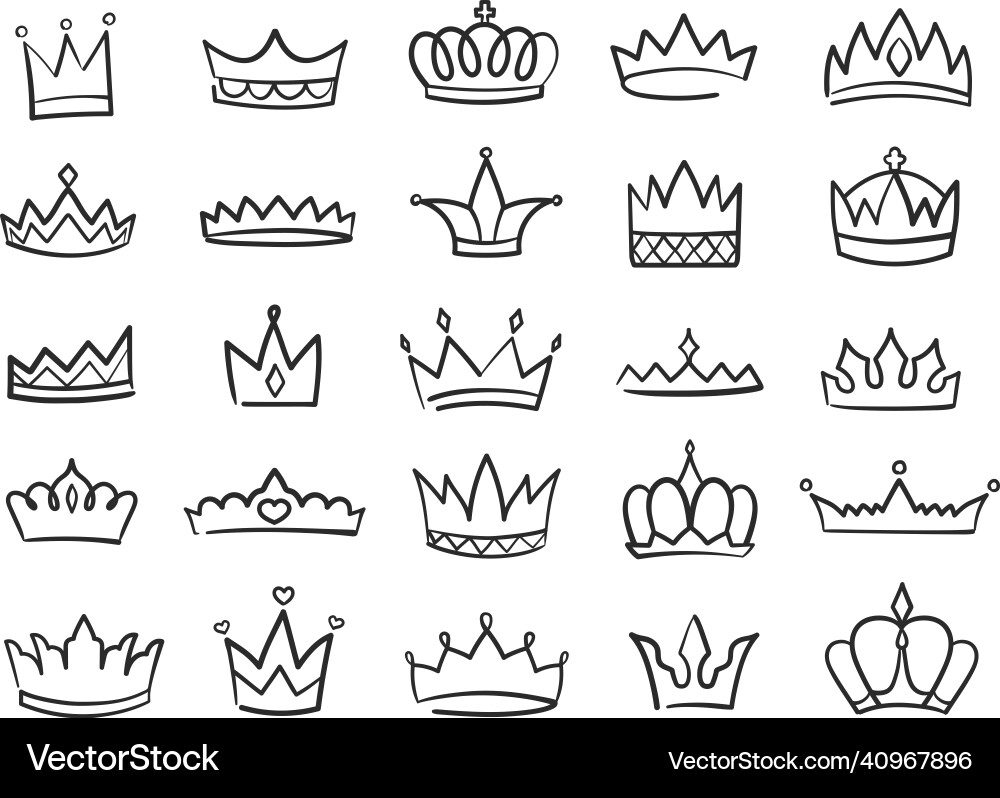 Hand drawn crowns logo king or queen crown Vector Image