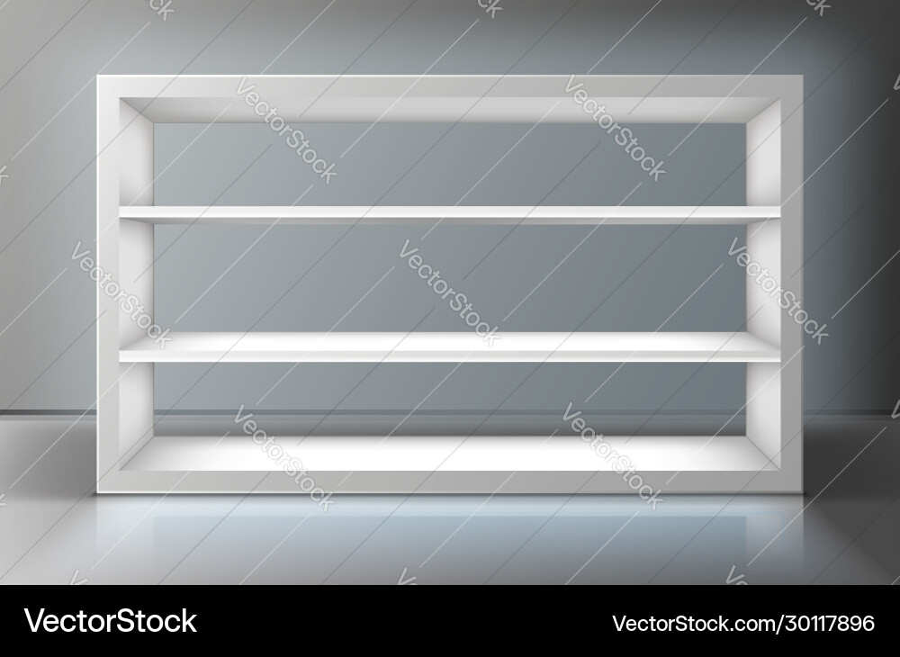 White Display Shelf Showcase Vector Image