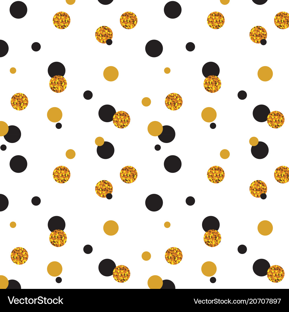 Abstract polka dot pattern with gold glitter Vector Image